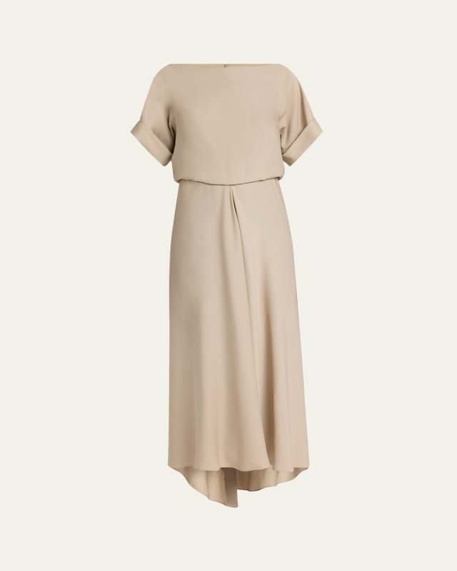 Triple Silk Georgette Hi-Low Gown